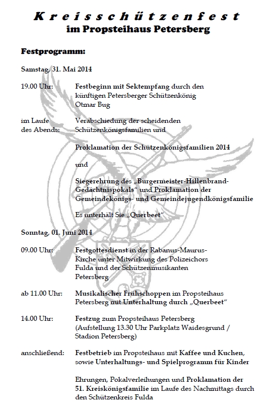 Programmflyer Schützenfest 2014